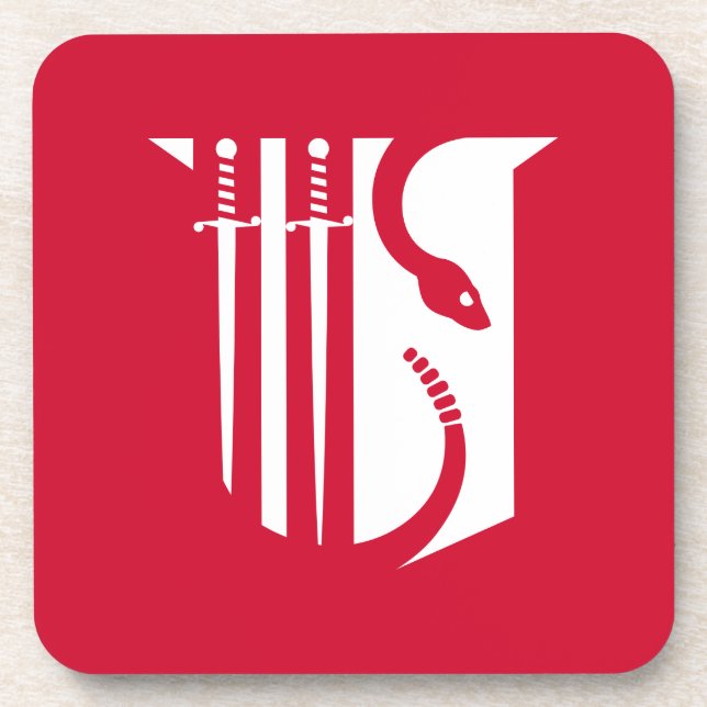 Theta Chi Fraternity Shield Swords & Serpent Beverage Coaster (Front)