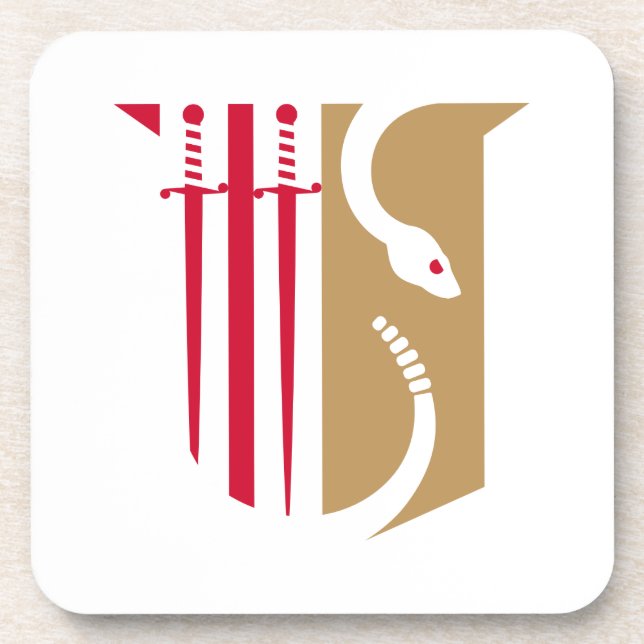 Theta Chi Fraternity Shield Swords & Serpent Beverage Coaster (Front)