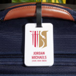 Theta Chi Fraternity Shield Swords & Serpent Luggage Tag<br><div class="desc">This distinguished design showcases the official shield emblem of the Theta Chi Fraternity. The shield is boldly presented, divided into two symbolic halves. One side prominently features two upright swords, signifying strength and commitment. The other side displays a stylized coiled serpent, representing wisdom and protection. This emblem embodies the core...</div>