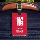 Theta Chi Fraternity Shield Swords & Serpent Luggage Tag<br><div class="desc">This distinguished design showcases the official shield emblem of the Theta Chi Fraternity. The shield is boldly presented, divided into two symbolic halves. One side prominently features two upright swords, signifying strength and commitment. The other side displays a stylized coiled serpent, representing wisdom and protection. This emblem embodies the core...</div>