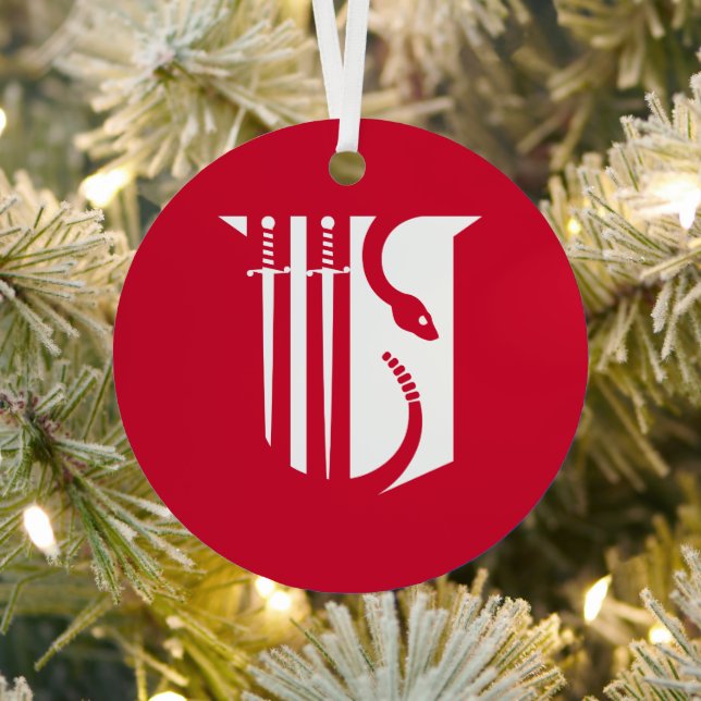 Theta Chi Fraternity Shield Swords & Serpent Metal Ornament (Insitu)