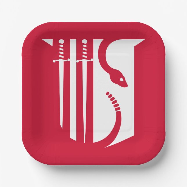 Theta Chi Fraternity Shield Swords & Serpent Paper Plates (Front)