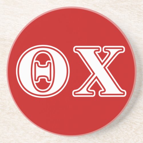 Theta Chi White and Red Letters Drink Coaster