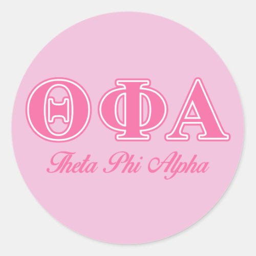 Theta Phi Alpha Pink Letters Classic Round Sticker
