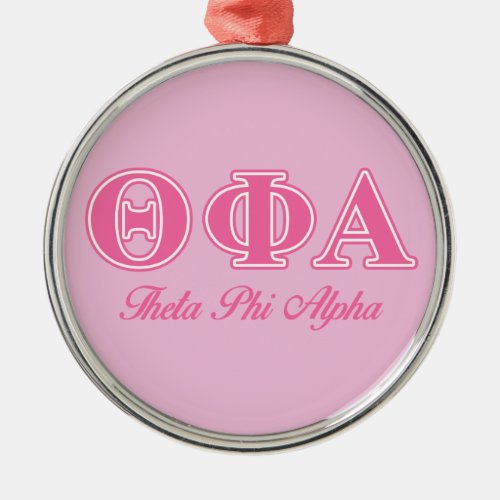 Theta Phi Alpha Pink Letters Metal Ornament