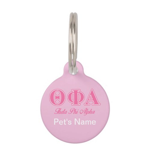 Theta Phi Alpha Pink Letters Pet Name Tag