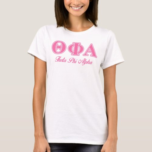 Theta Phi Alpha Pink Letters T_Shirt