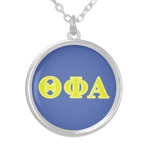 Theta Phi Alpha Yellow Letters Silver Plated Necklace