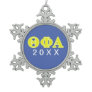 Theta Phi Alpha Yellow Letters Snowflake Pewter Christmas Ornament