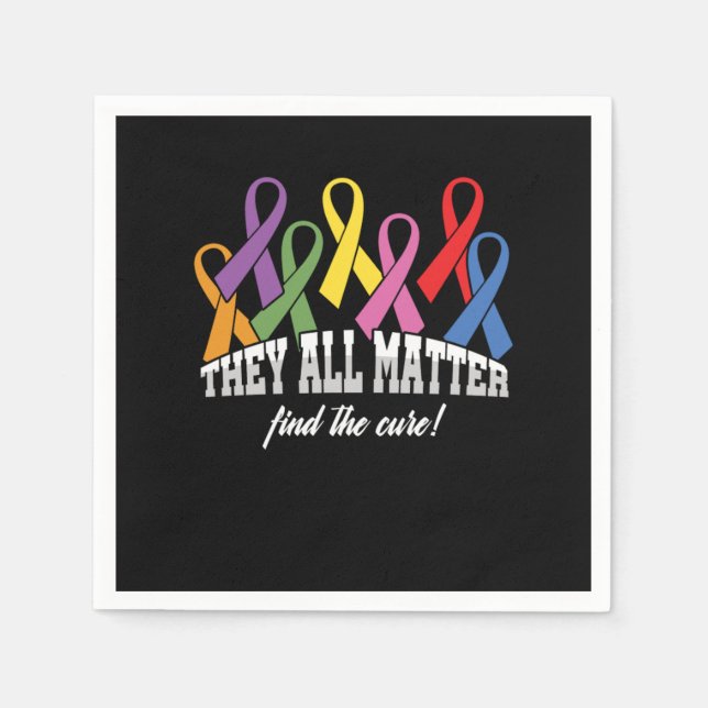 They All Matter Cancer Awareness Ribbon Gift Napkins (Front)