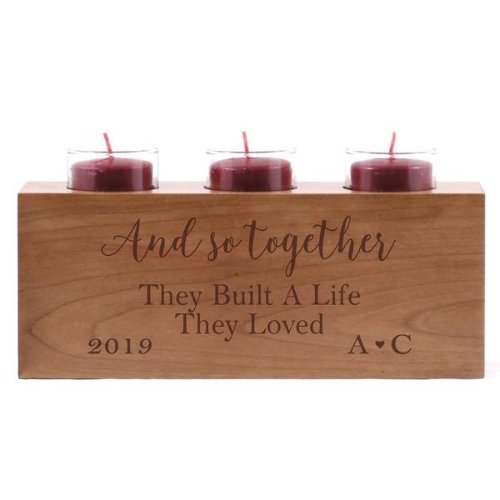 They Built a Life Cherry Wooden Candle Holder