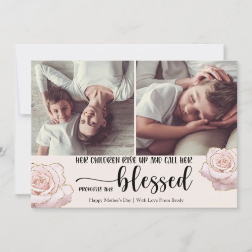 They Call Her Blessed Mothers Day 2 Photo Holiday Card