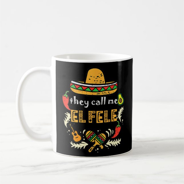 They Call Me El Jefe Guitar Cinco De Mayo Music Coffee Mug (Left)