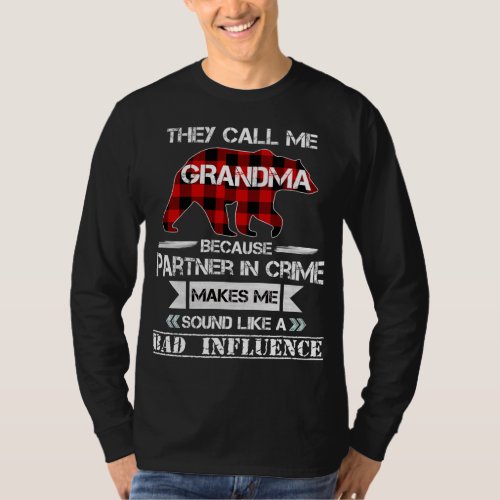 They Call me Grandma Bear Red Plaid Matching Pajam T_Shirt