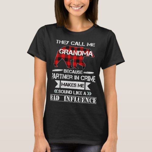 They Call me Grandma Bear Red Plaid Matching Pajam T_Shirt
