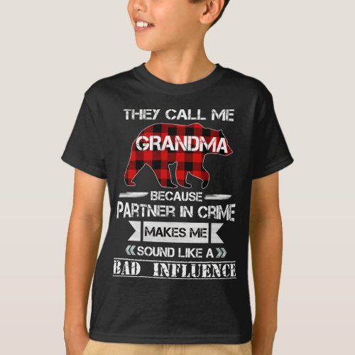 They Call me Grandma Bear Red Plaid Matching Pajam T_Shirt