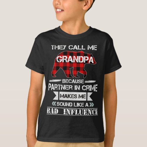 They Call me Grandpa Bear Red Plaid Matching Pajam T_Shirt