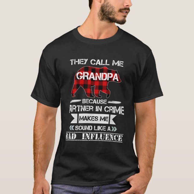 They Call Me Grandpa Bear Red Plaid Matching Pajam T-Shirt (Front)
