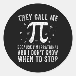 They Call Me Pi Symbol Pi Day Cute Funny Groovy Classic Round Sticker