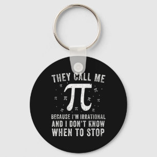 They Call Me Pi Symbol Pi Day Cute Funny Groovy Keychain