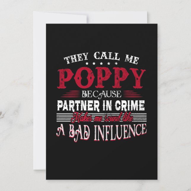 They Call Me Poppy Father Day Gift Thank You Card (Front)