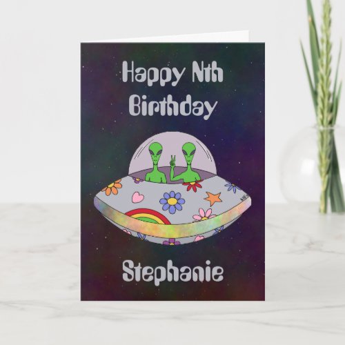 They Come in Peace UFO Birthday card