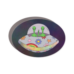 They Come in Peace UFO Car Magnet