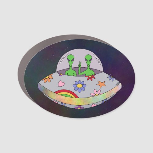 They Come in Peace UFO Car Magnet