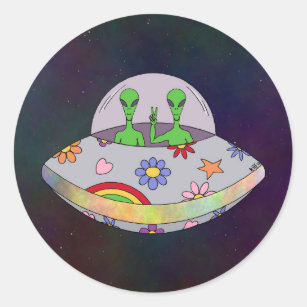 They Come in Peace UFO Classic Round Sticker
