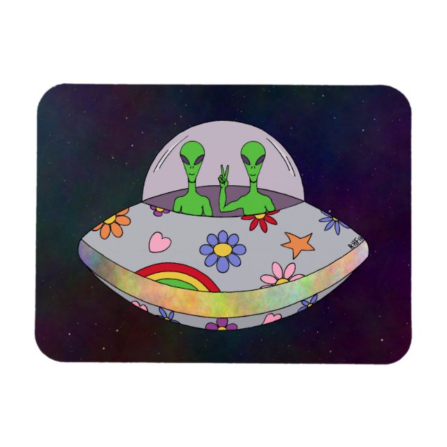 They Come in Peace UFO Magnet (Horizontal)