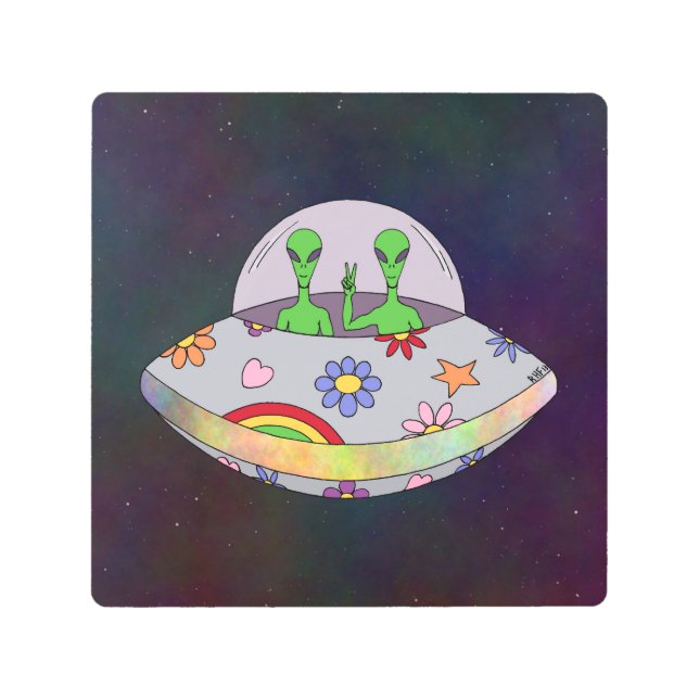 They Come in Peace UFO Metal Print (Front)