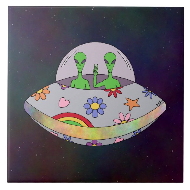 They Come in Peace UFO Tile (Front)
