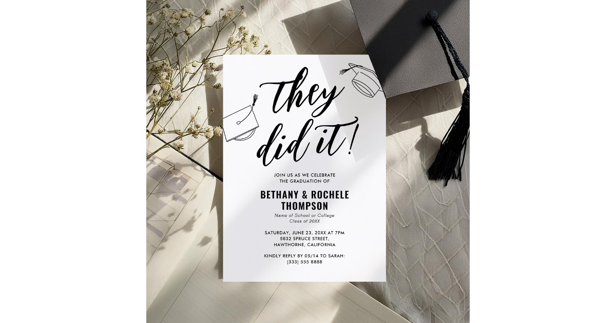 They Did It Joint Graduation Party Invitation Zazzle