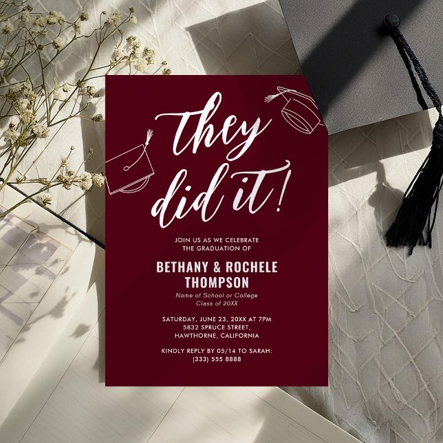 They Did It Joint Graduation Party Invitation (Creator Uploaded)