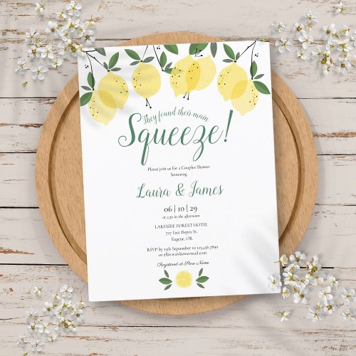 They Found Their Main Squeeze Lemon Bridal Shower Announcement Postcard