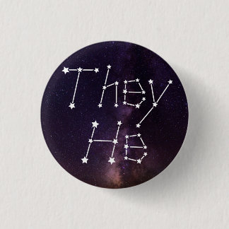 They/He Galaxy Starry Night Sky Constellation Pron Button
