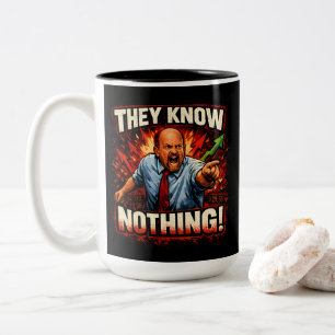 They Know Nothing! Cramer Mad Money Meme Two-Tone Coffee Mug