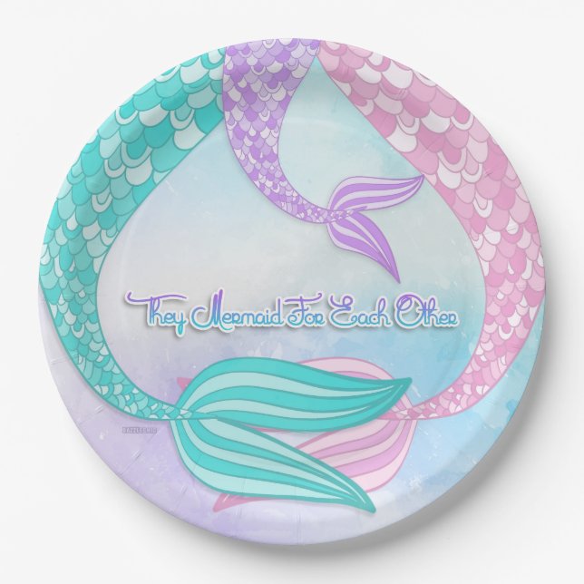 They Mermaid For Each Other Paper Plates (Front)