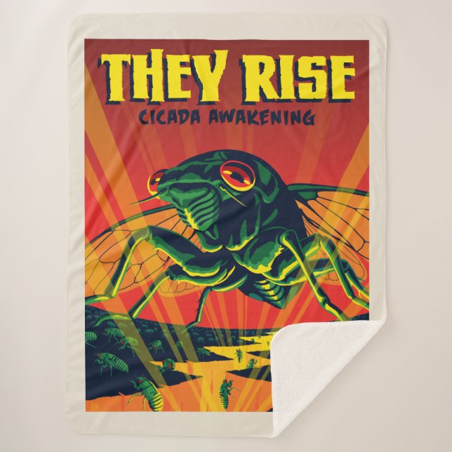 They Rise Cicada Awakening Sherpa Blanket (Front)