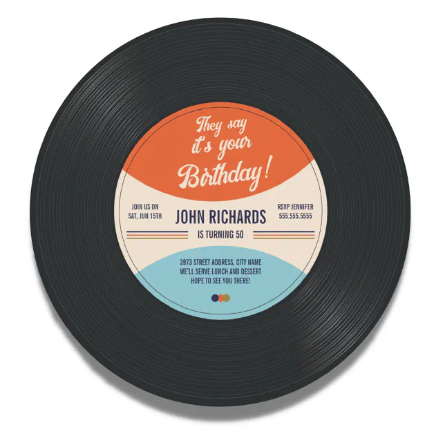They say it s your birthday vintage record invitation zazzle