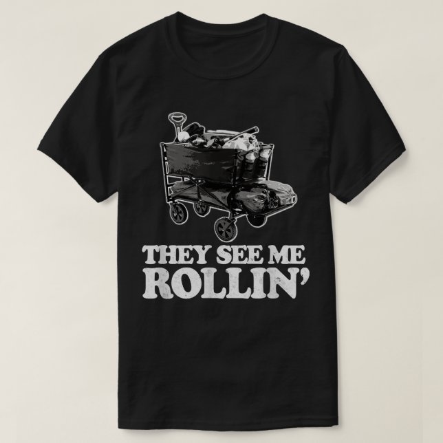 They See Me Rollin, Funny Ballpark Wagon  Softball T-Shirt (Design Front)