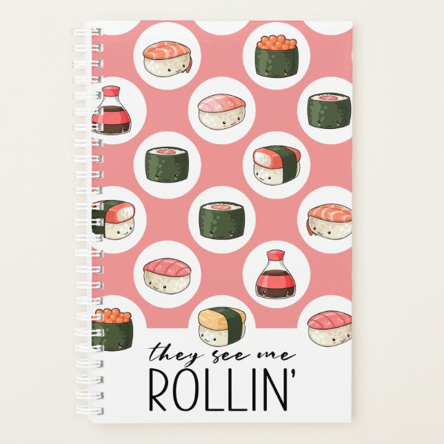 They See Me Rollin' Kawaii Fun Sushi Rolls & Dots Planner (Front)