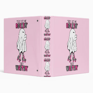 They see me rollin' they waitin' pink retro ghost  3 ring binder