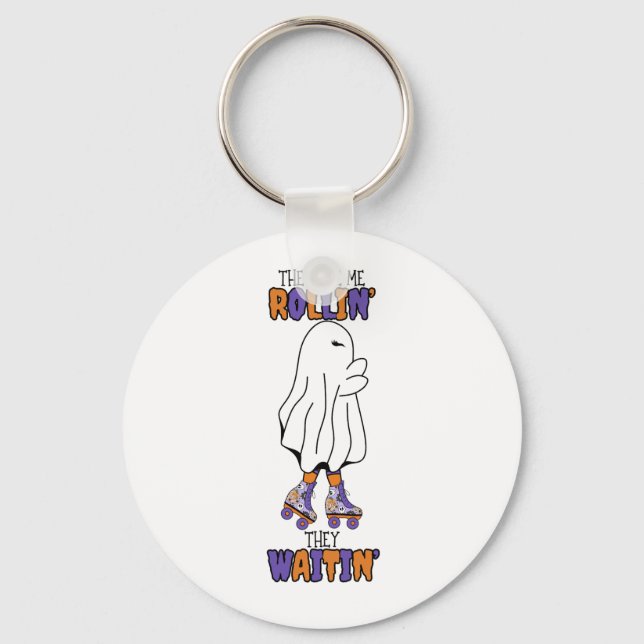 They see me rollin' they waitin' Retro Ghost Keychain (Front)