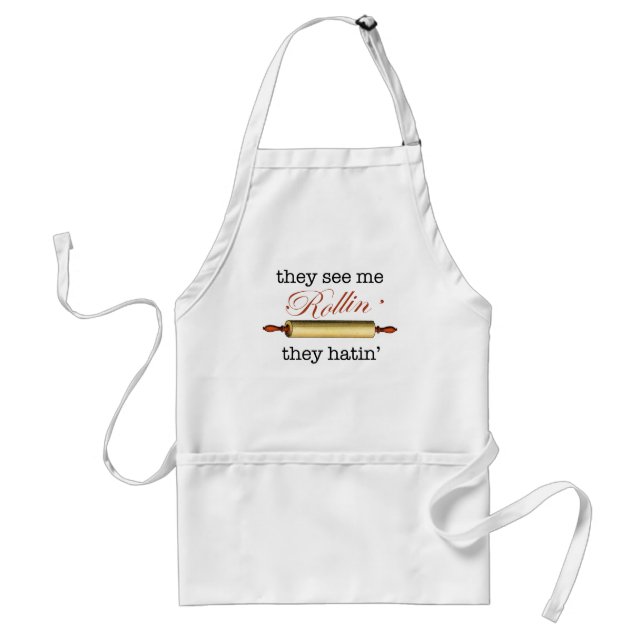 They see me Rollin' - Vintage Funny Baker Adult Apron (Front)