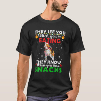 They See You Eating Christmas Reindeer Santa Beagl T-Shirt