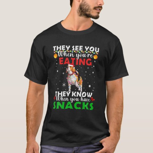 They See You Eating Christmas Reindeer Santa Beagl T_Shirt