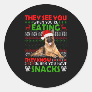 They See You When You'Re Eating Ger Shepherd Ugly Classic Round Sticker