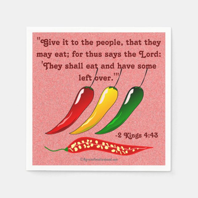 They shall eat with some left over chili peppers napkins (Front)
