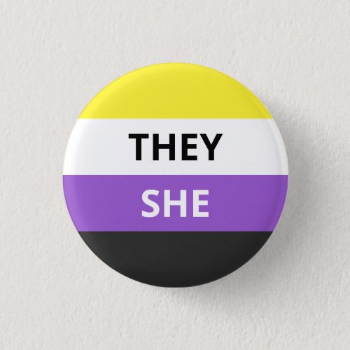 TheyShe Pronouns Non_Binary Flag Badge Button